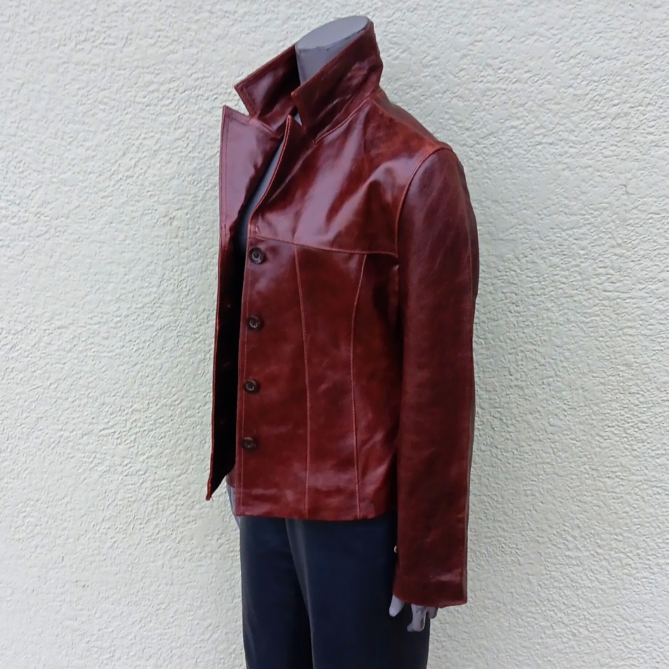 Wilsons Leather Maxima Ladies Vintage Brown Heavy Leather Jacket/Coat
